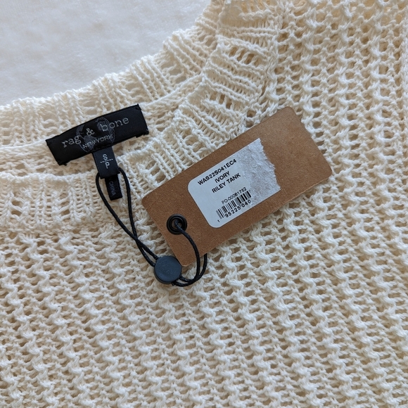 rag & bone Riley Tank Top Open Knit Semi Sheer Sleeveless Pullover Ivory S NWT - Picture 12 of 14